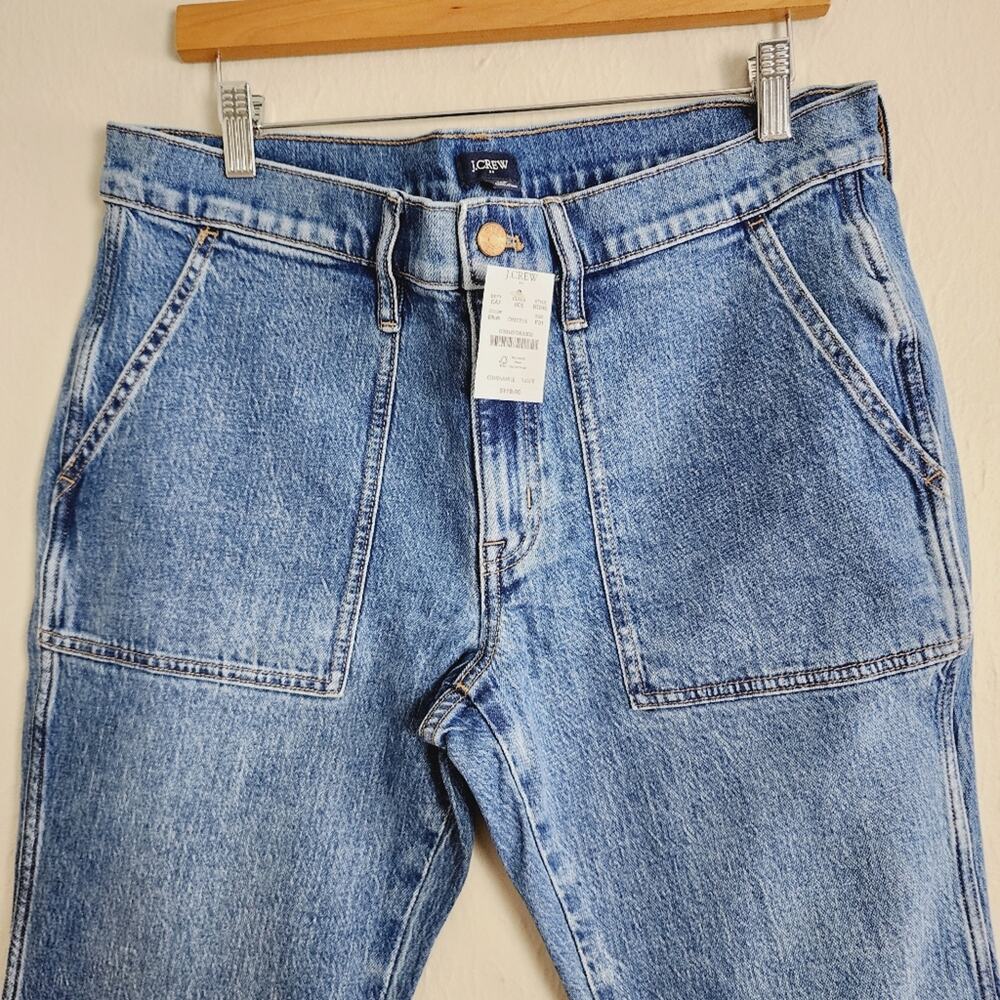 NWT J. Crew High-Rise Cropped Patch Pocket Utility Jeans 31P Dark Wash Stretch - Picture 4 of 11